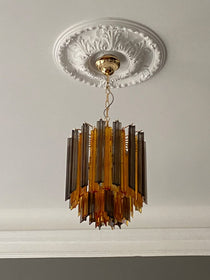 Murano Glass Chandelier – 47 prisms – Amber/Smoked