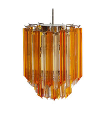 Murano Glass Chandelier – 47 prisms – Amber/Transparent