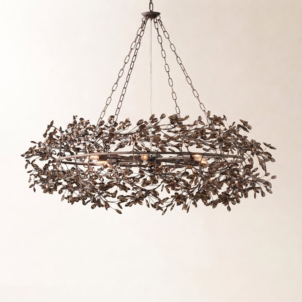 Fiore 48" Crown Chandelier in Bronze with Smoke Glass