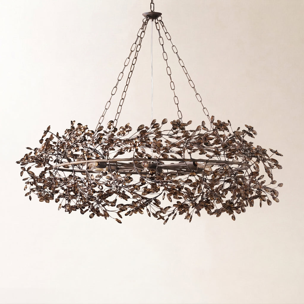 Fiore 48" Crown Chandelier in Bronze with Smoke Glass