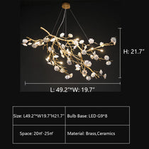 Ceramics Flower Branch Chandelier For Living Dining Room