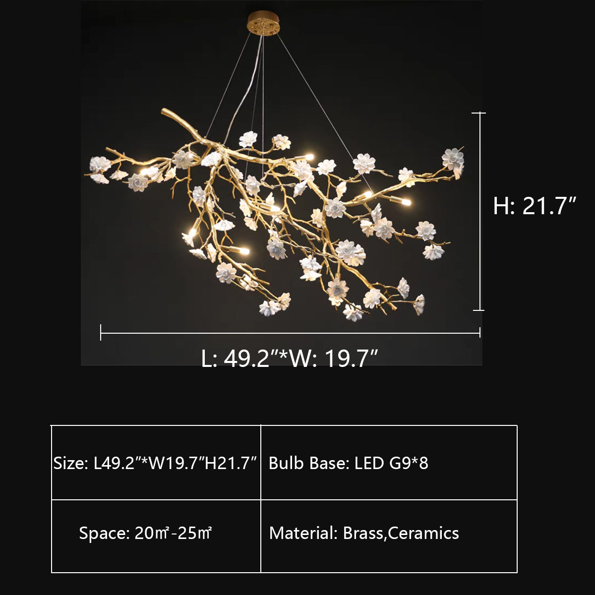 Ceramics Flower Branch Chandelier For Living Dining Room