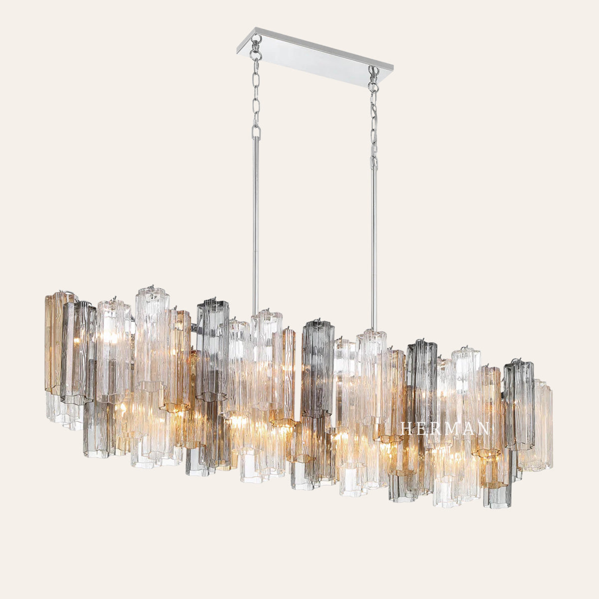Modern Addis Murano Glass Linear Chandelier 51" - CasaraHouse