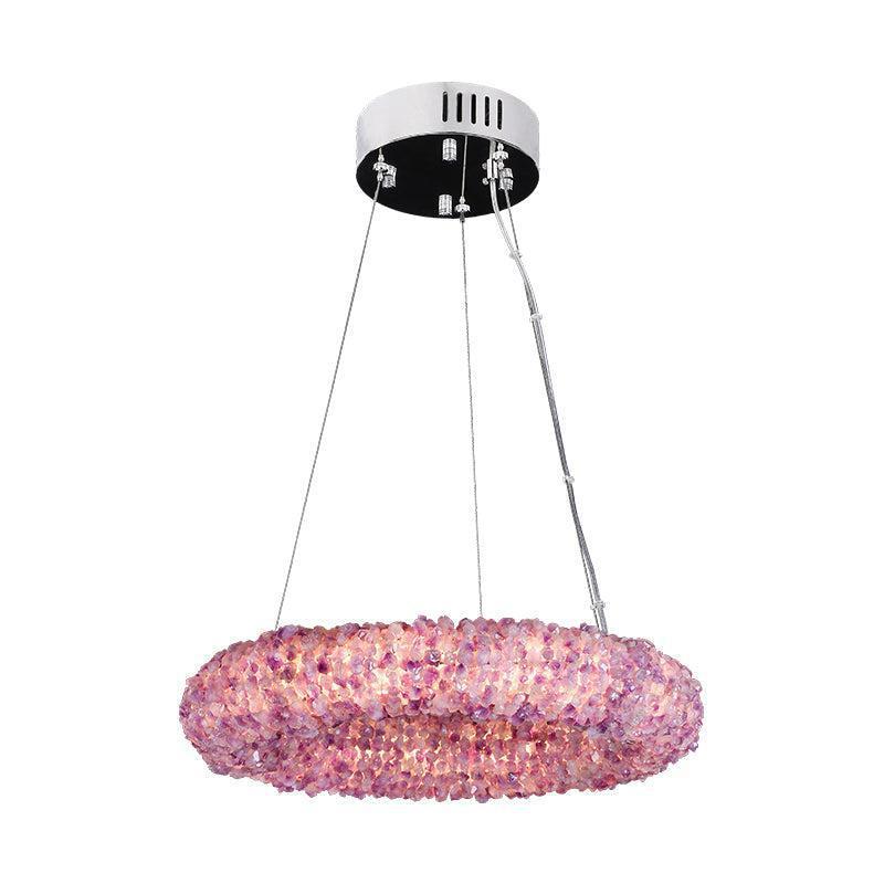 Derek Modern Pink Crystal Cluster Round Chandelier Main image