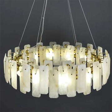 Alabaster Flake Round Chandelier 20" 23" 31" 39''D