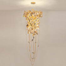 Della Modern Gold Leaf Staircase Chandelier