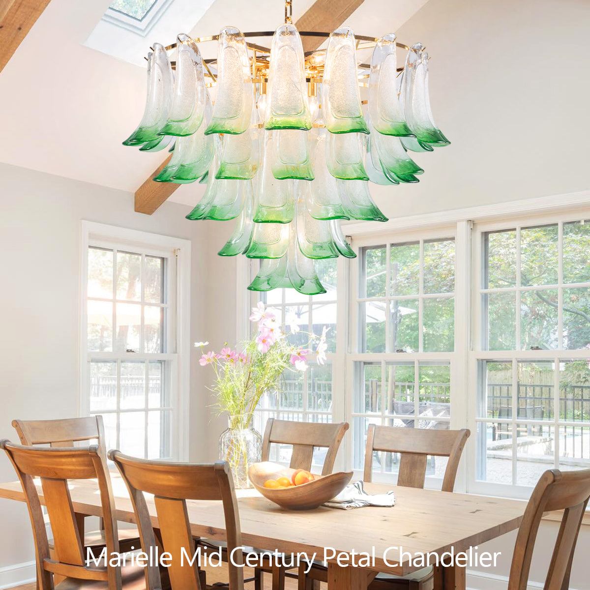 Murano Glass Mid Century Petal Chandelier