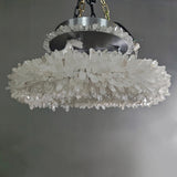 Premium 24-47 Inch Round Clear Geode Quartz Crystal Ring Pendant Light Modern Chandelier for Living Room - CasaraHouse