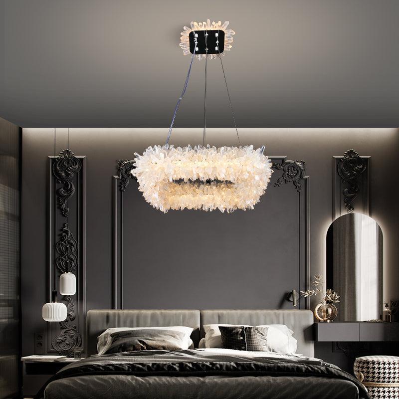 Derek Modern Crystal Cluster Square Chandelier
