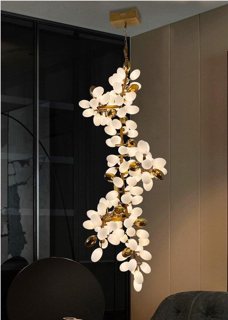 Large Branch Copper Chandelier with Grape Shape