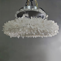 Cervine Quartz Stone Round Clear Geode Quartz Crystal Ring Chandelier