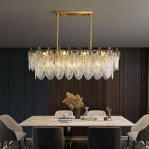 Golden Leaves Flake Crystal  Chandelier brass