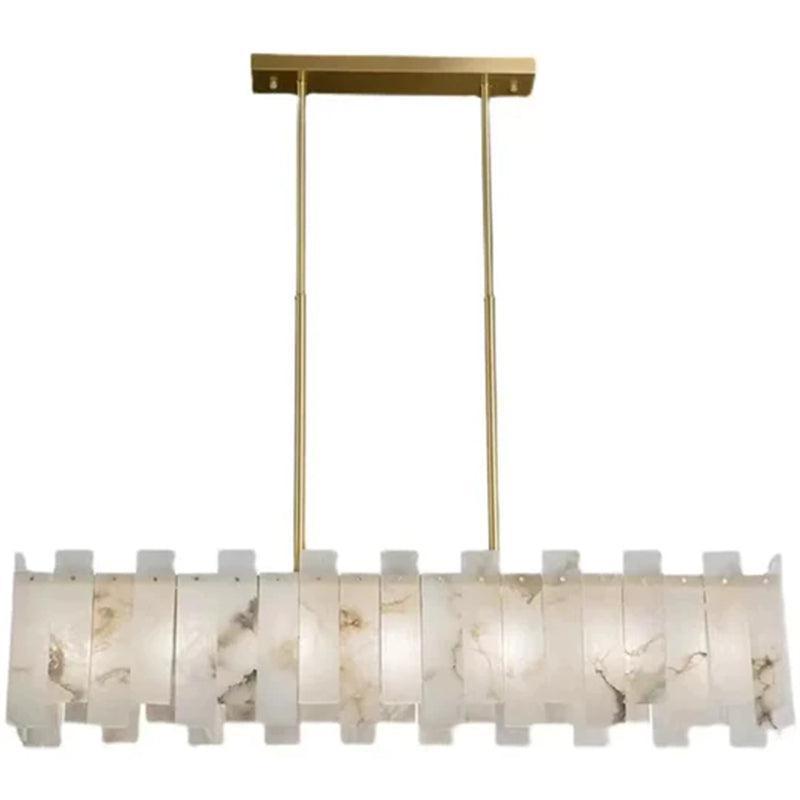 Modern Flake Alabaster Linear Chandelier