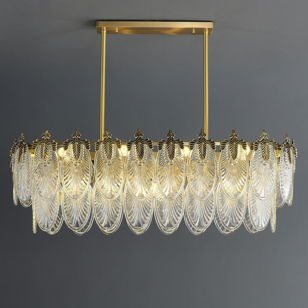 Golden Leaves Flake Crystal  Chandelier brass