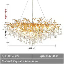 Raindrop Crystal Stunning Tree Branch Crystal Chandelier For Living Dining Room