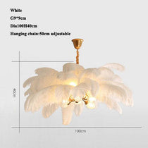 Aisak Art Deco Colorized Feather Chandelier Brass Palm Tree Lamp