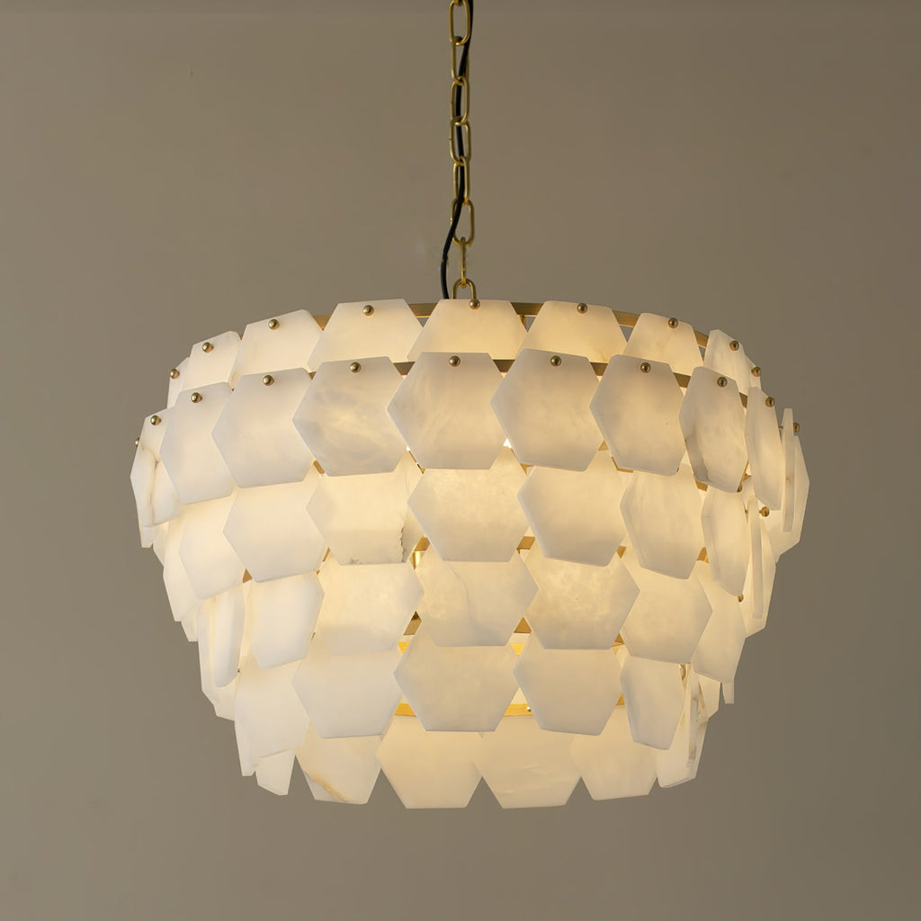 Elegant Hexa Cloud Alabaster Pendant Light - CasaraHouse