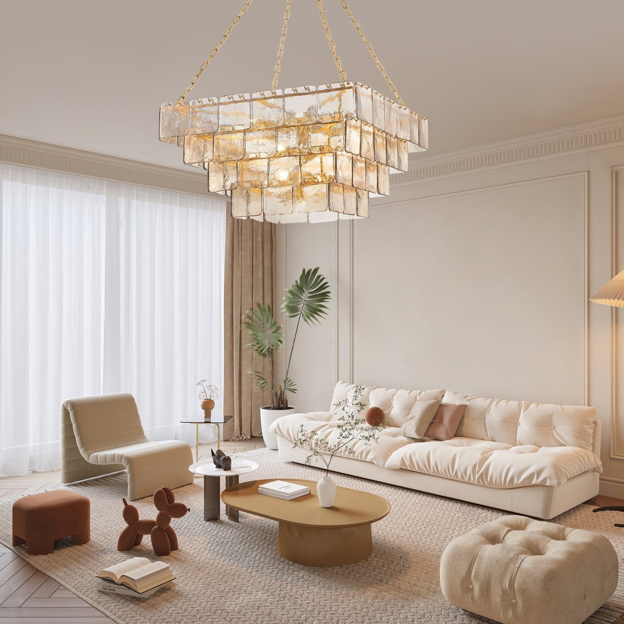 Sophisticated Tiered Chain Suspended Chandelier - CasaraHouse
