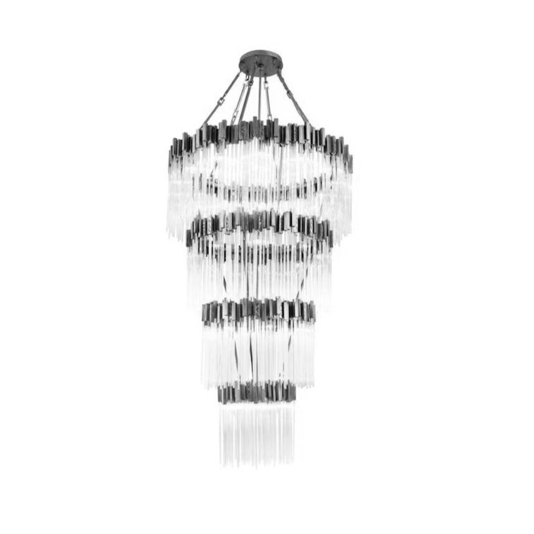 Large Elegant Multi-layers Glam Glass Chandelier for High-ceiling Staircase/Entryway/Living/meeting Room