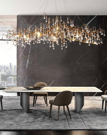 Tina Raindrop Branch Crystal Brass Chandelier