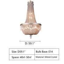 Oversize Modern Metal Art Luxury Crystal Chandelier for Duplex Hall/Staircase/Villa/Foyer