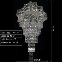 Luxury Plaza Multi-Tier Crystal Chandelier for High Ceilings/Hotel Hall / 2 Story Foyer