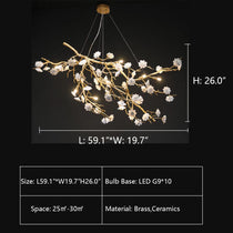 Ceramics Flower Branch Chandelier For Living Dining Room