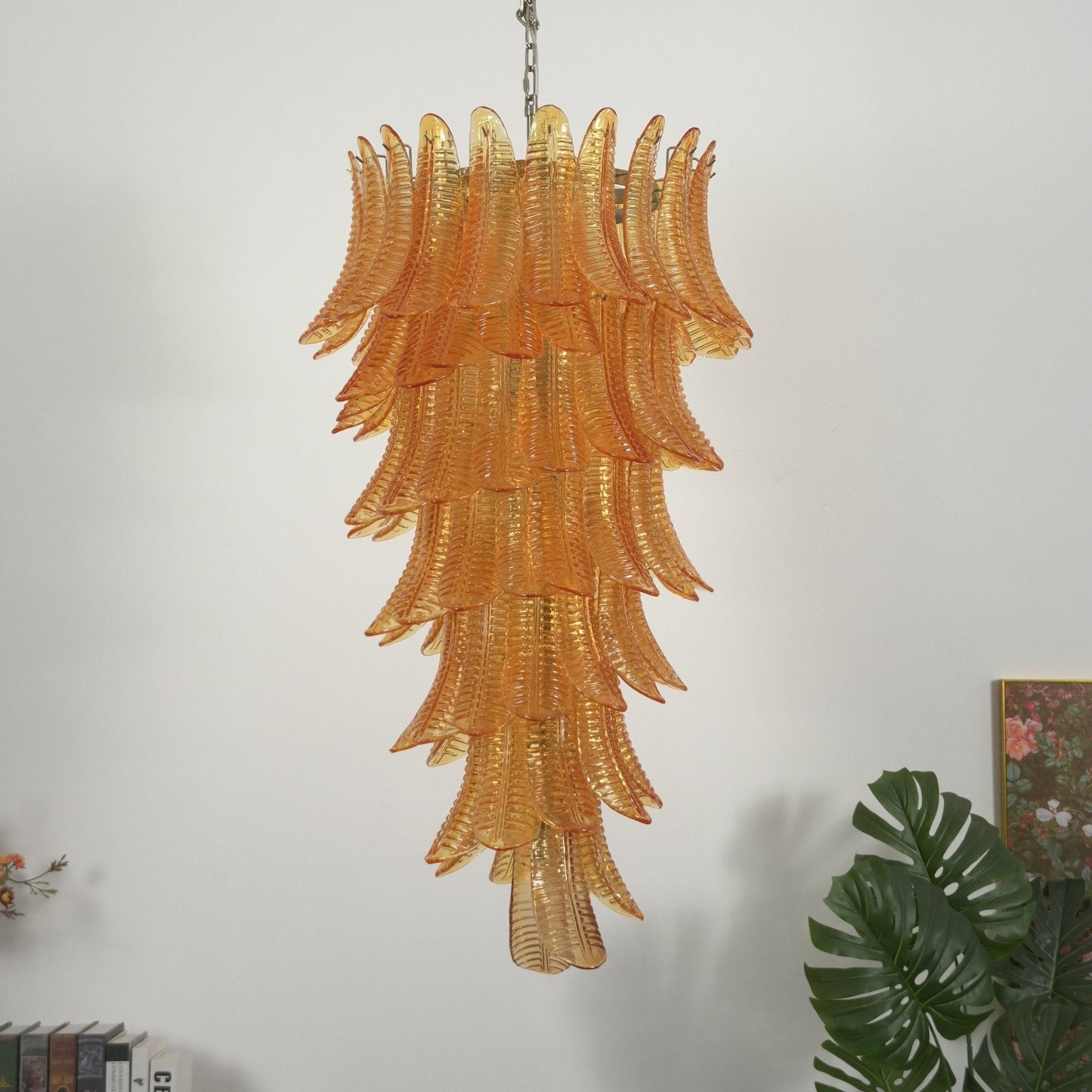 Luxury Amber Leaf Cascade Chandelier - CasaraHouse
