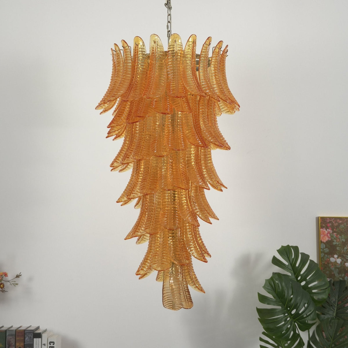 Luxury Amber Leaf Cascade Chandelier - CasaraHouse