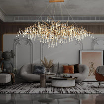Tina Raindrop Branch Crystal Brass Chandelier