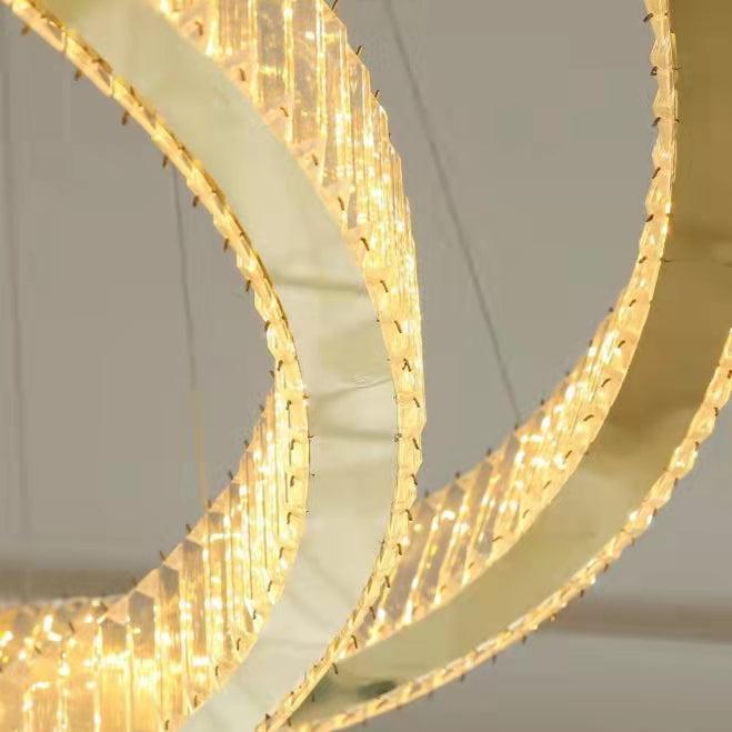 Modern Front Entryway Chandelier 3/4/5/6/7 Rings Crystal Gold/ Chrome Finish Ceiling Lamp