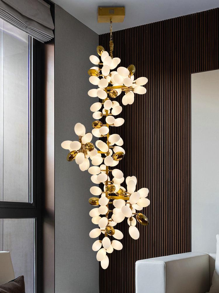 Large Branch Copper Chandelier with Grape Shape