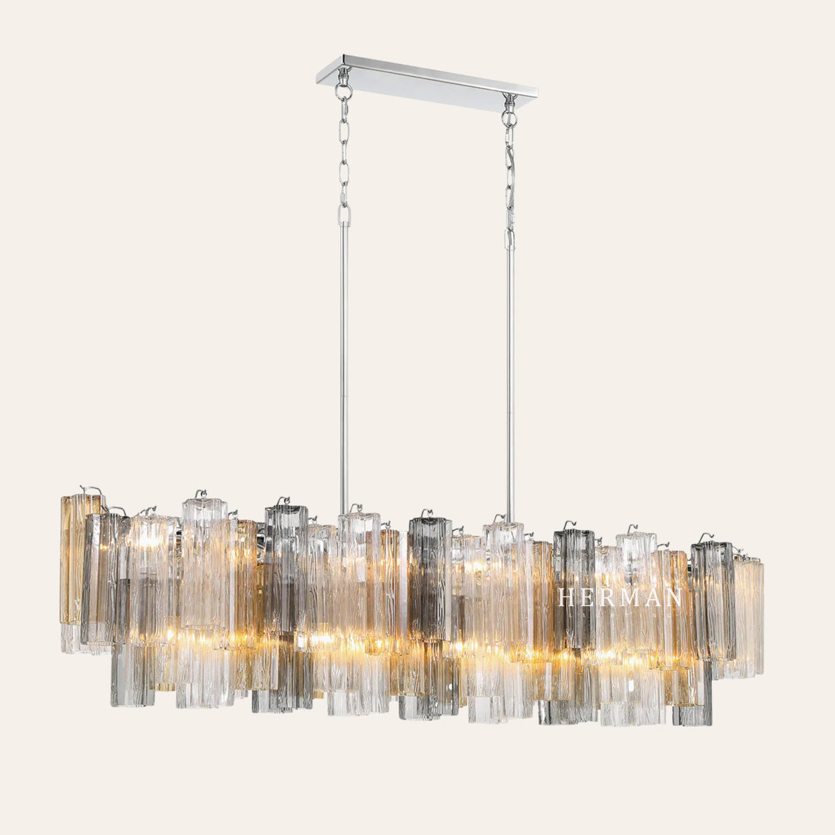 Modern Addis Murano Glass Linear Chandelier 51" - CasaraHouse