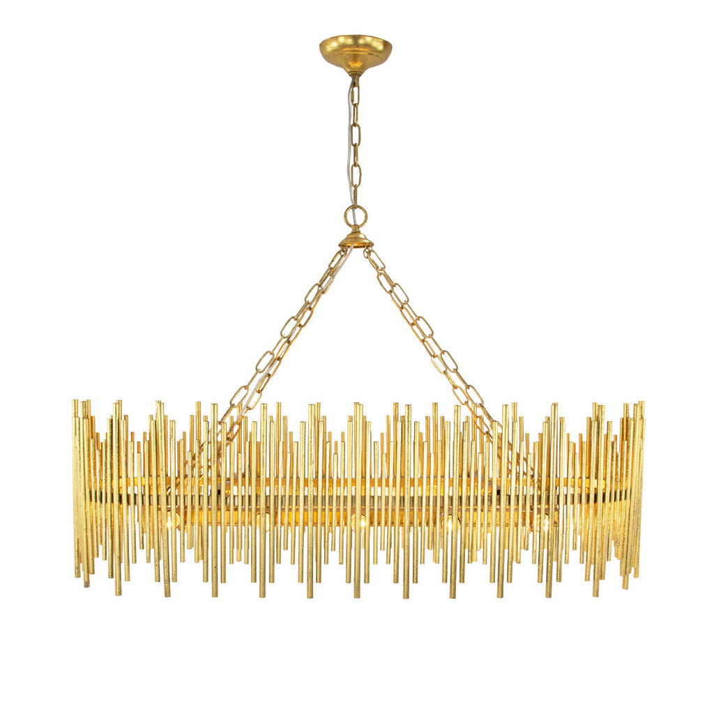 Althely Brass 10 Lights Rectangle Pendant Chandelier