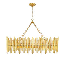 Althely Brass 10 Lights Rectangle Pendant Chandelier