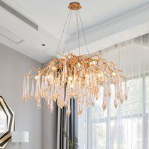 Iris Raindrop Brass Branch Round Crystal Chandelier 25'' 35'' 41''D