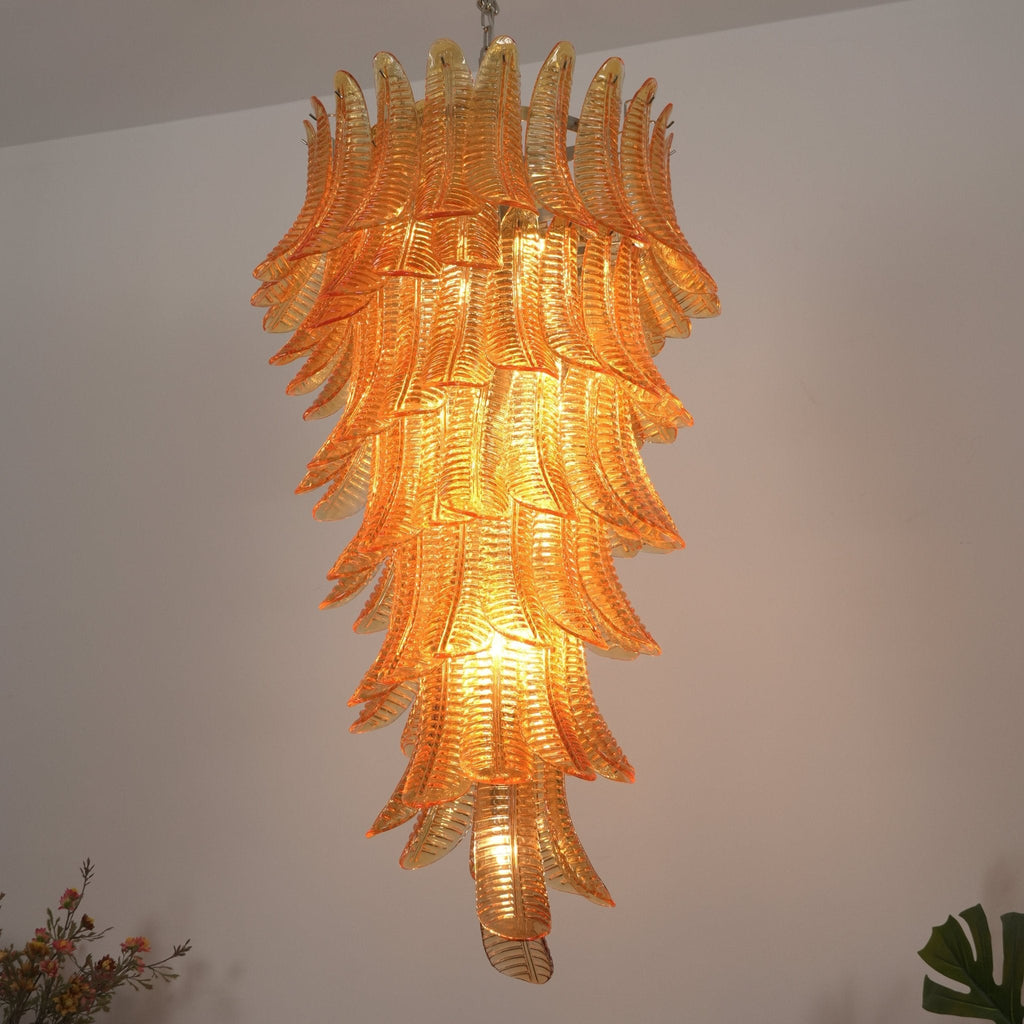 Luxury Amber Leaf Cascade Chandelier - CasaraHouse