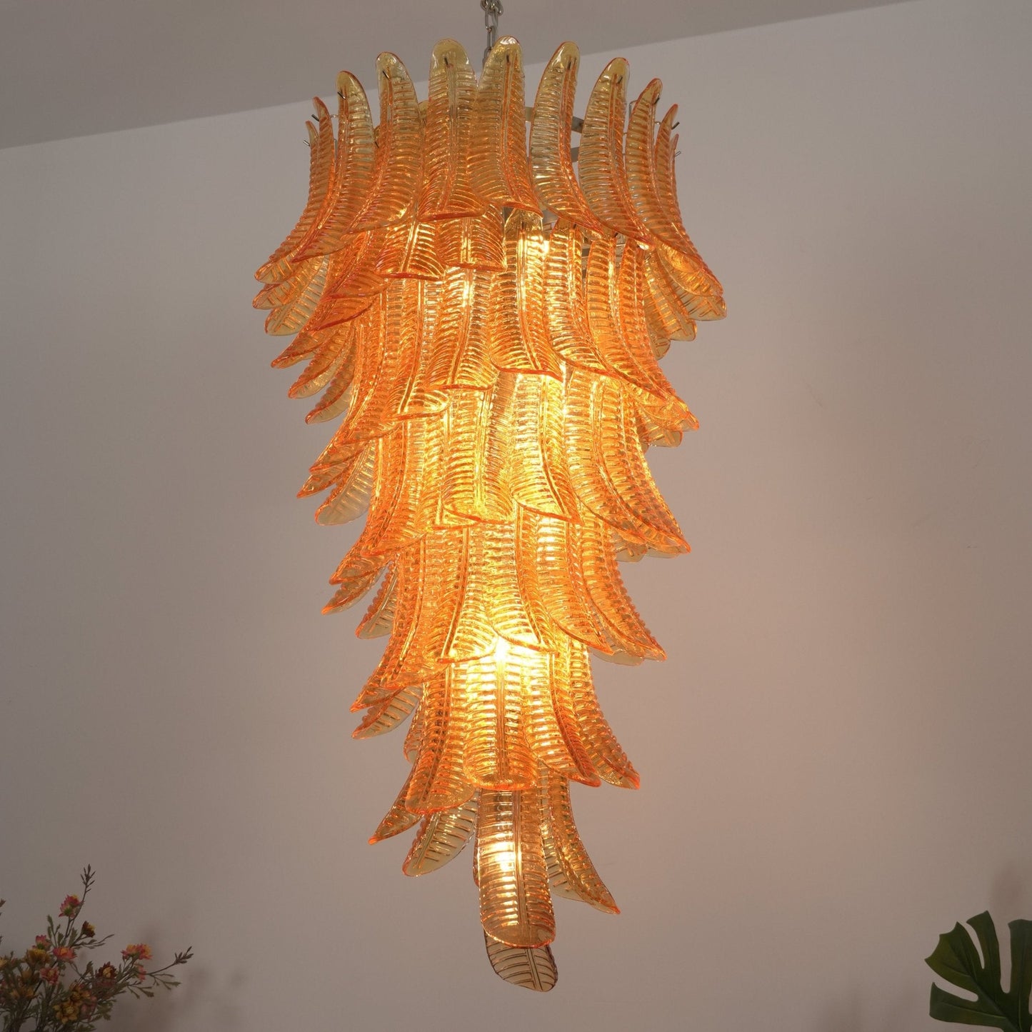 Luxury Amber Leaf Cascade Chandelier - CasaraHouse