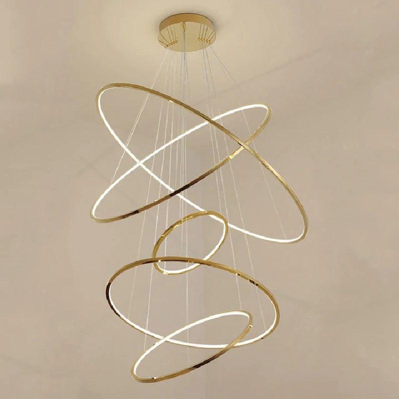 Multi Rings Modern Staircase Chandelier