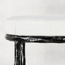 Hand-Forged Metal Backless Fabric Swivel Stool