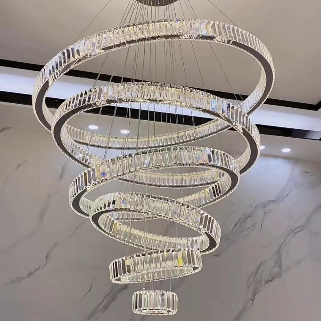 Modern Front Entryway Chandelier 3/4/5/6/7 Rings Crystal Gold/ Chrome Finish Ceiling Lamp Main image