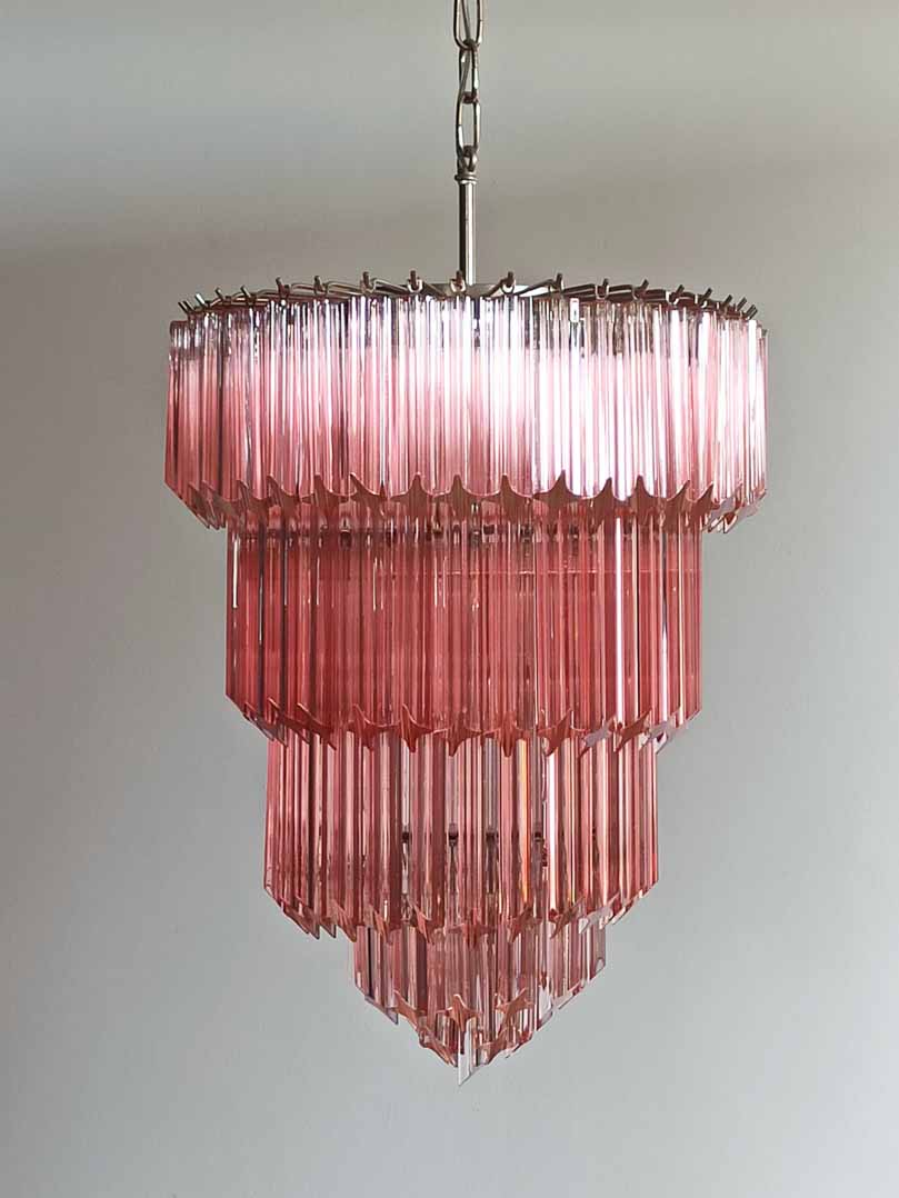 Murano Glass Chandelier – 112 prisms – Pink