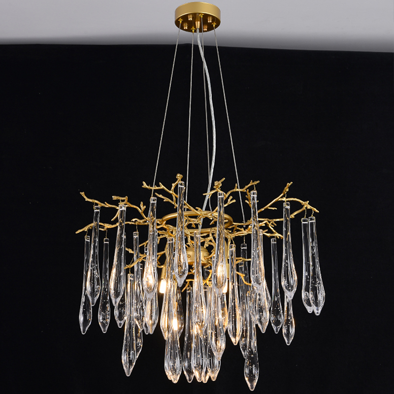 Iris Raindrop Round Branch Crystal Chandelier