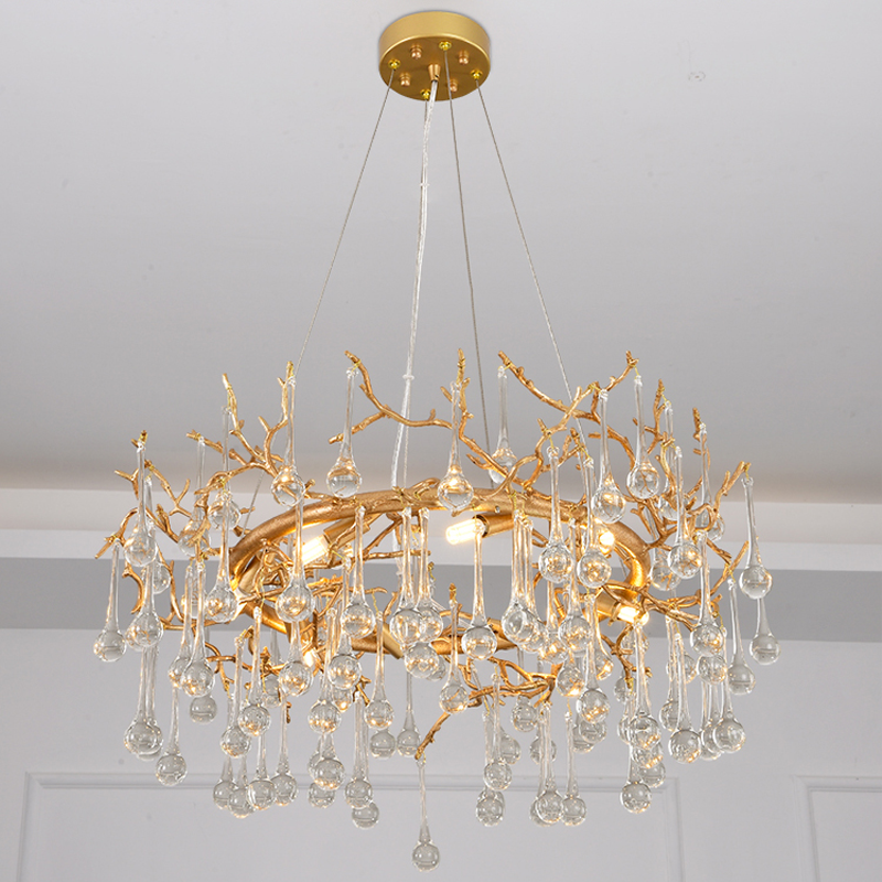 Iris Raindrop Clear Crystal Ring Branch Chandelier