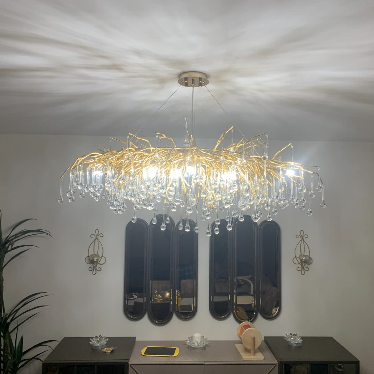 Raindrop Crystal Stunning Tree Branch Crystal Chandelier For Living Dining Room