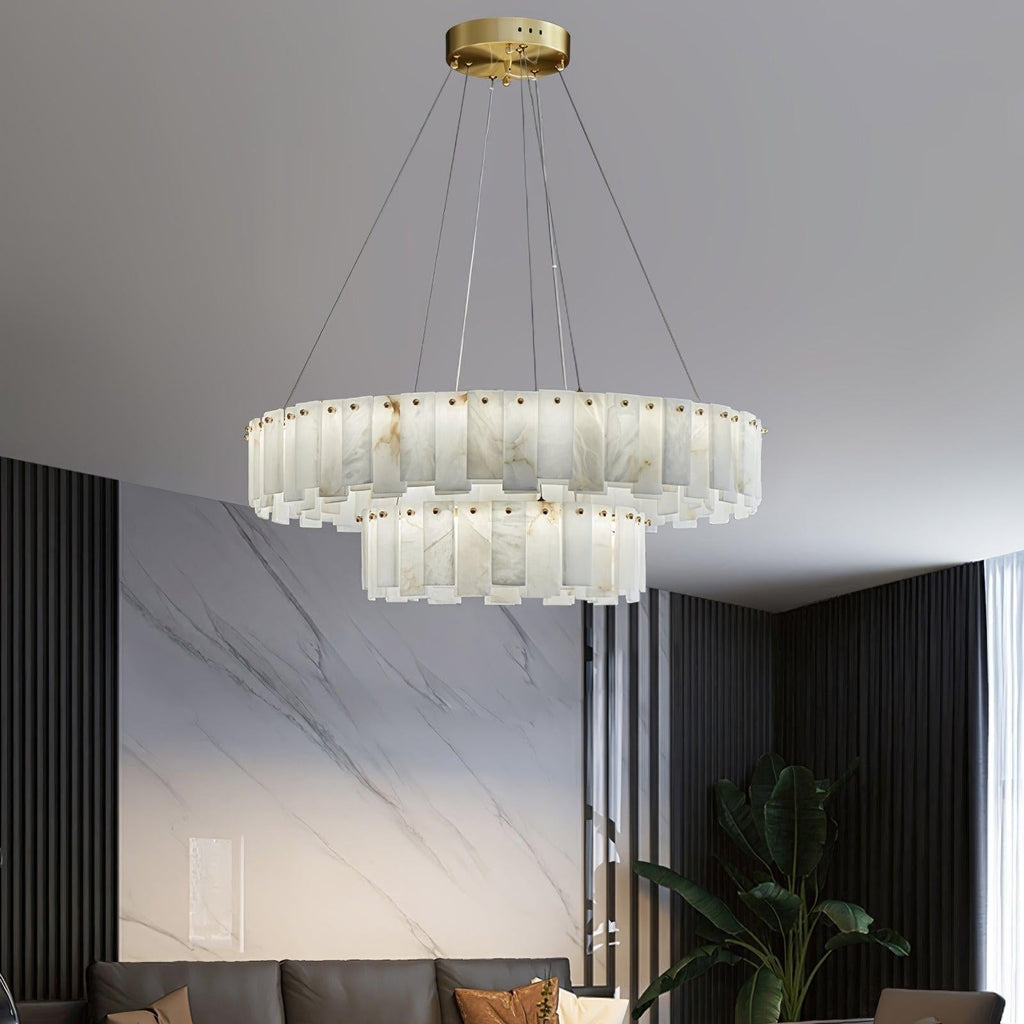 Halos Alabaster Round/Square Chandelier