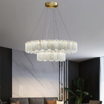 Halos Alabaster Round/Square Chandelier
