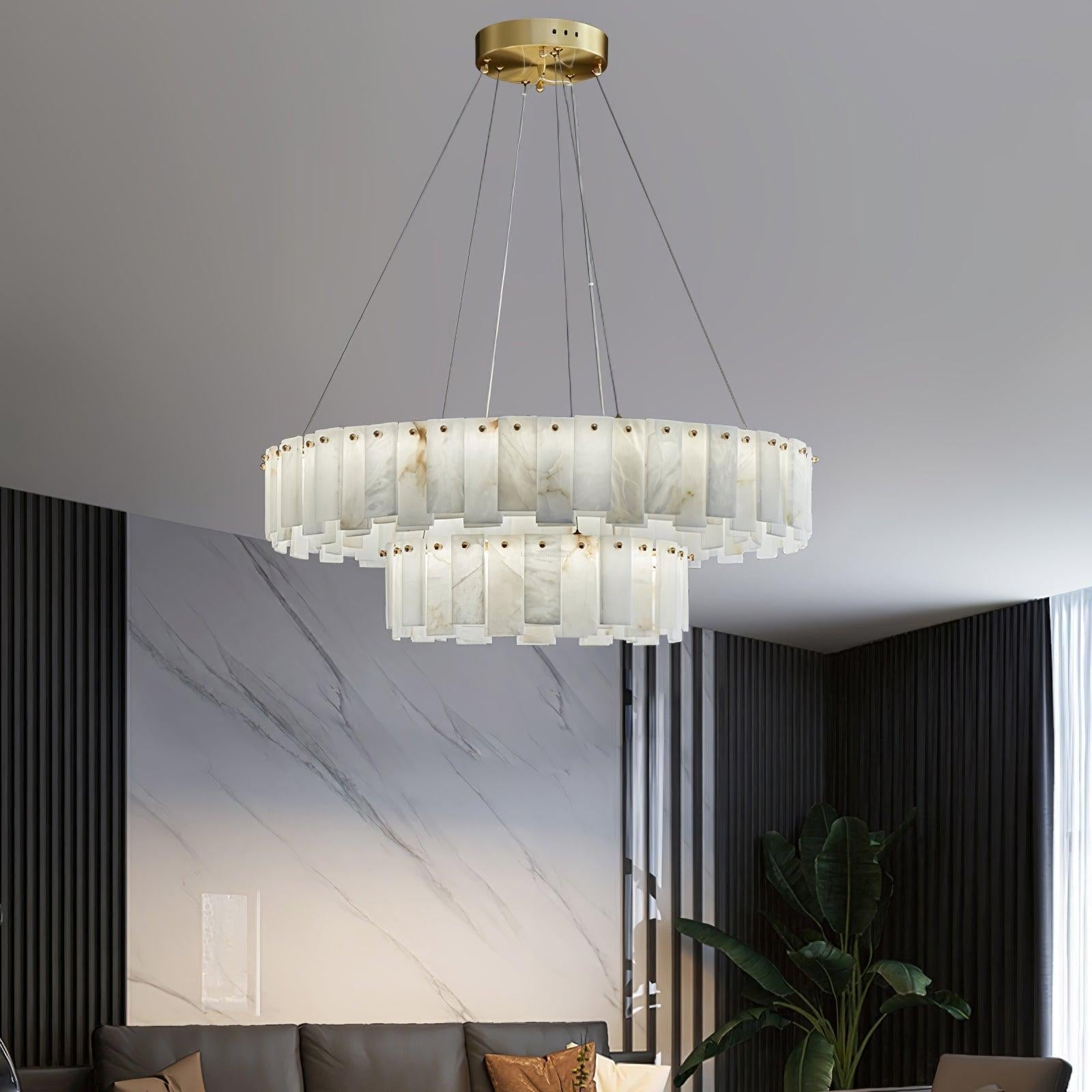 Halos Alabaster Round/Square Chandelier