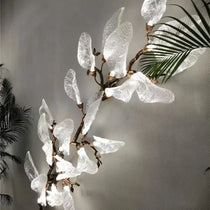 Artistic Bionic Resin Leaves Branch Chandelier