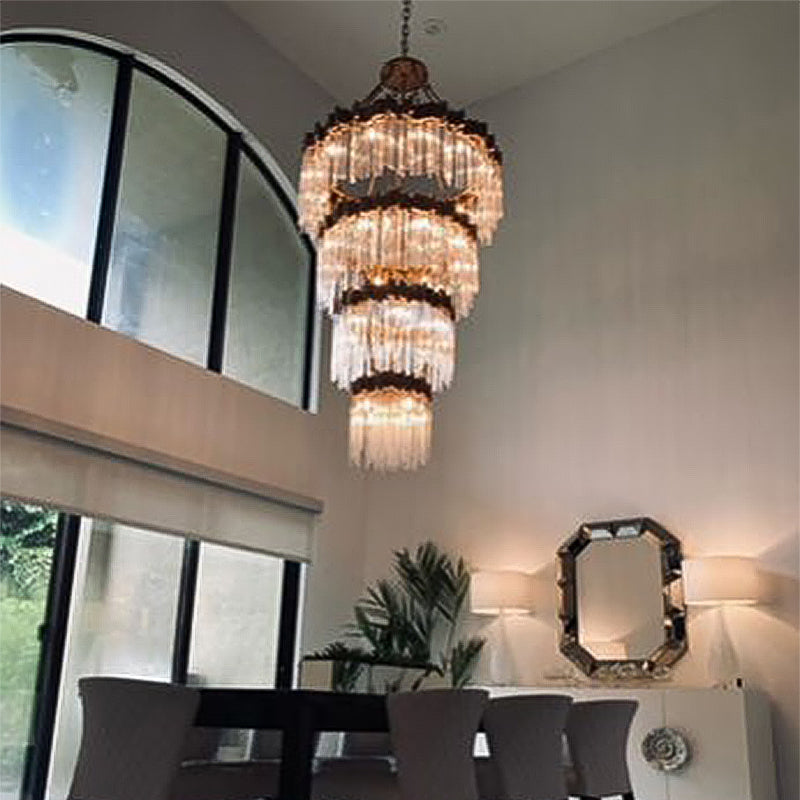 Large Elegant Multi-layers Glam Glass Chandelier for High-ceiling Staircase/Entryway/Living/meeting Room Main image